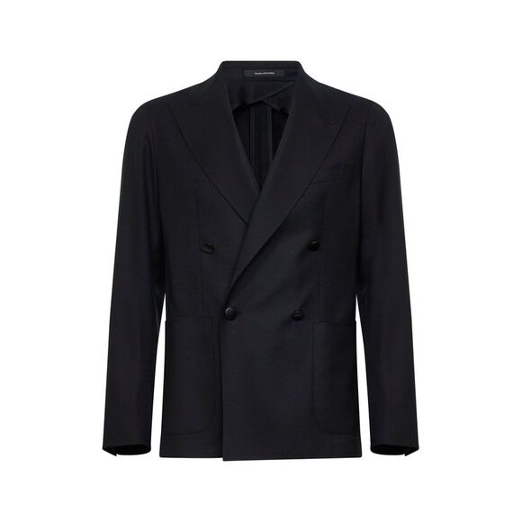Tagliatore Men Black Stretch Virgin Wool Montecarlo Double-Breasted Blazer